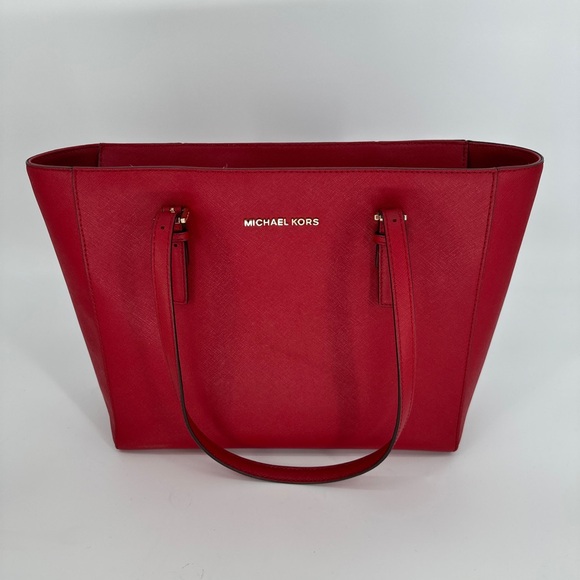 Michael Kors Saffiano red Leather Tote Bag - Picture 3 of 9